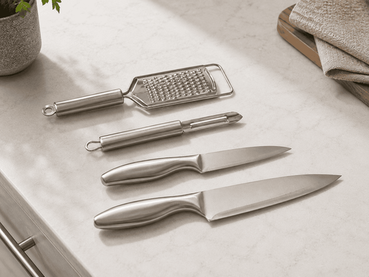 Stainless Steel 2 Knives + 1 Peeler + 1  Hand-Grater