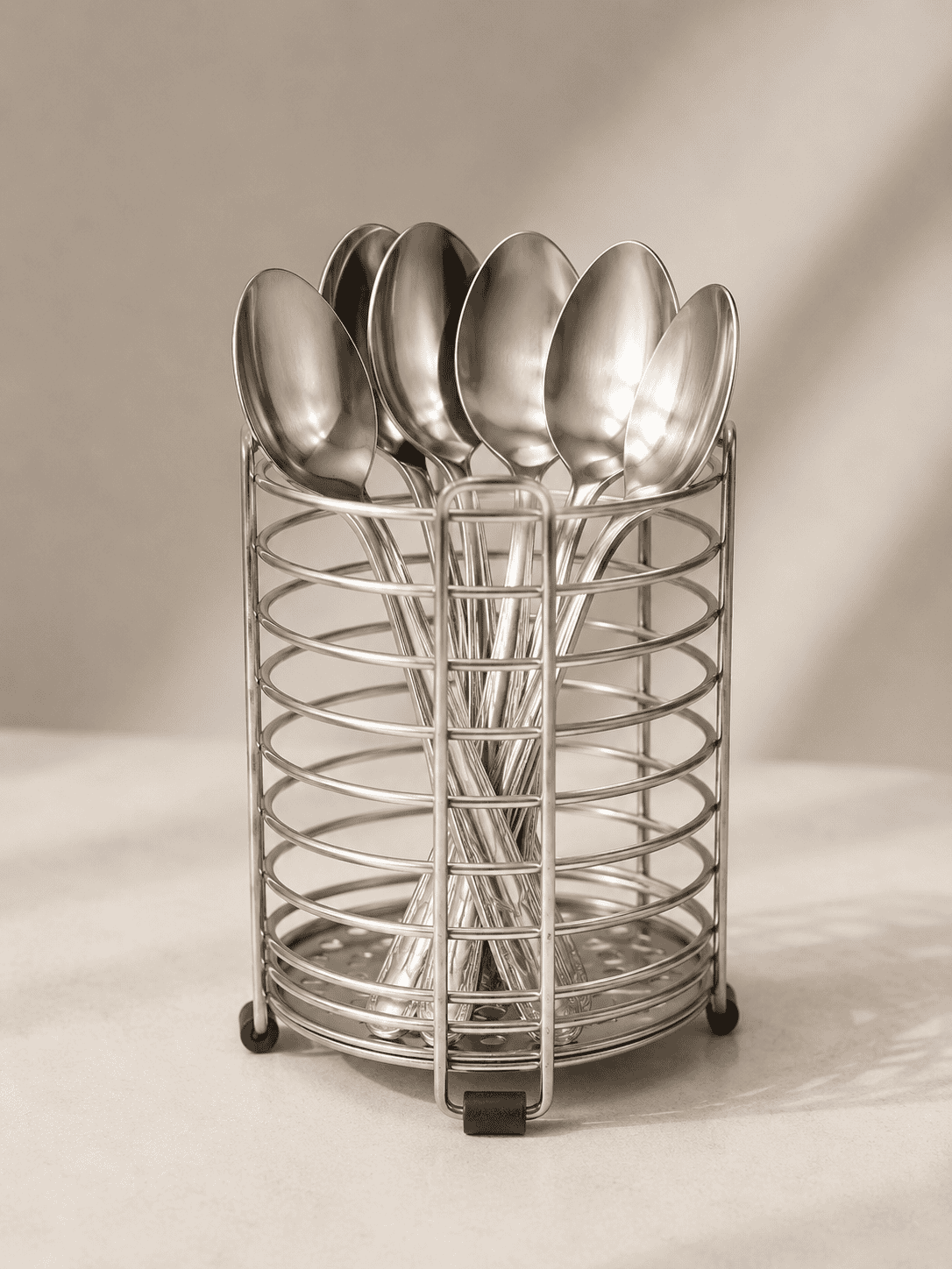 Stainless Steel Spoon Stand – Cutlery Holder with 6 Spoons