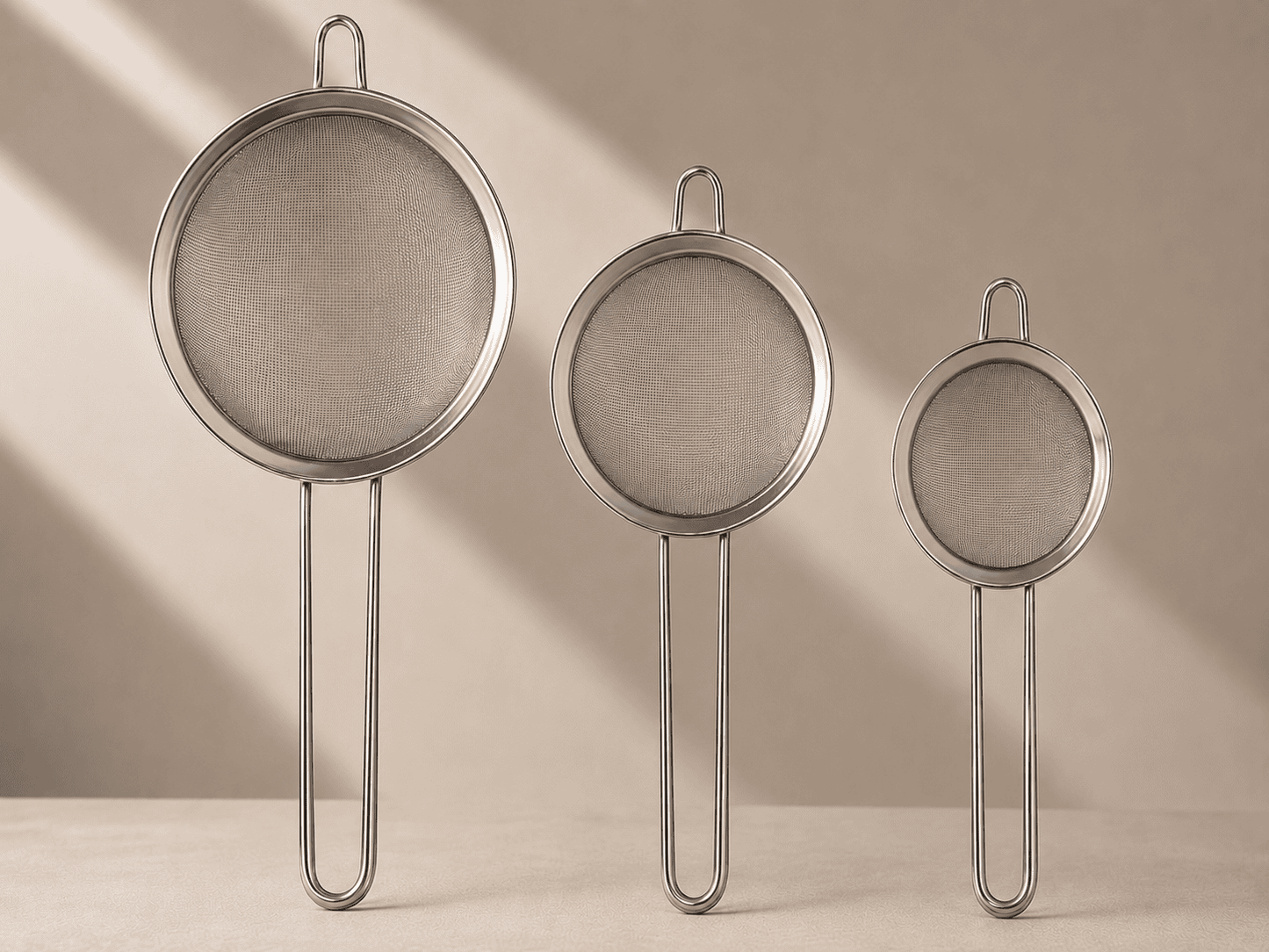 Steel Strainer Set India – 3-Piece Kitchen Sieves