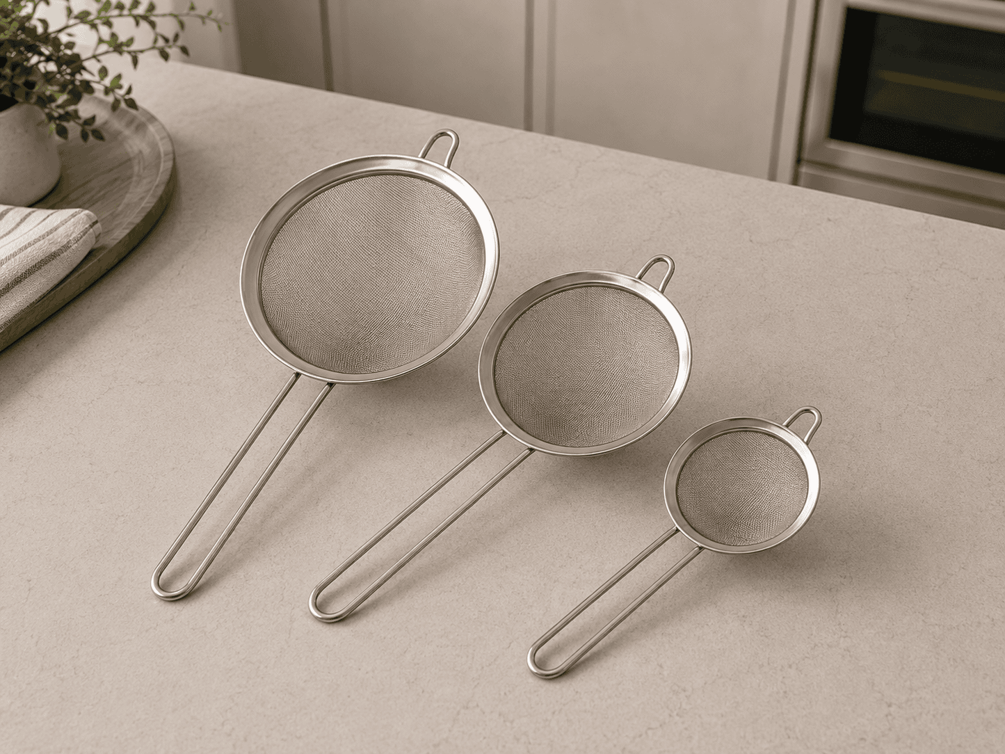 Steel Strainer Set India – 3-Piece Kitchen Sieves