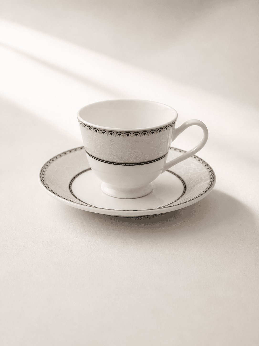 Tea/Coffee Cup & Saucer - New Georgian Platina Series PL 126 (Set of 6)