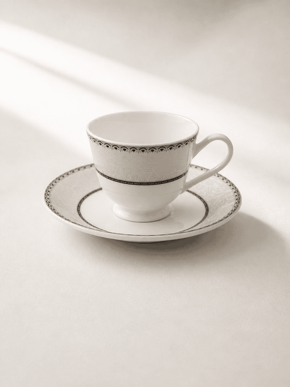 Tea/Coffee Cup & Saucer - New Georgian Platina Series PL 126 (Set of 6)