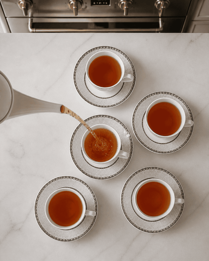 Tea/Coffee Cup & Saucer - New Georgian Platina Series PL 126 (Set of 6)