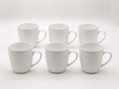 Tea/Coffee Mug Puzzle Emboss Gold Line (Set of 6)
