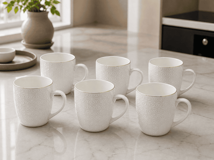 Tea/Coffee Mug Puzzle Emboss Gold Line (Set of 6)