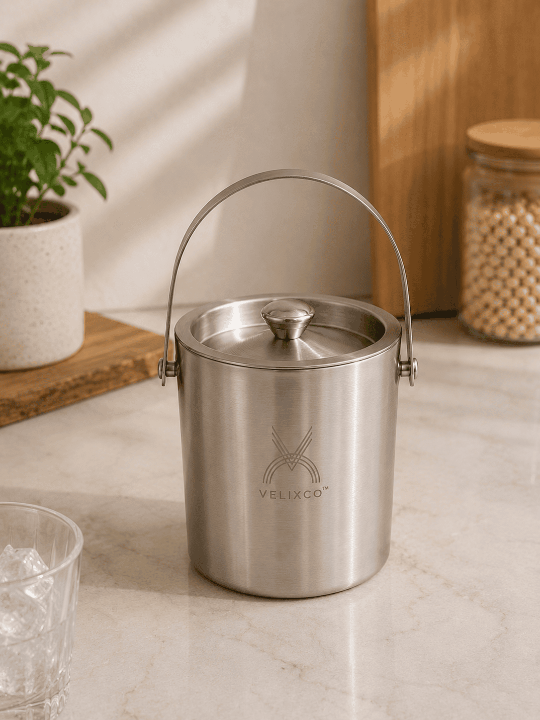 VELIXCO Stainless Steel Ice Bucket