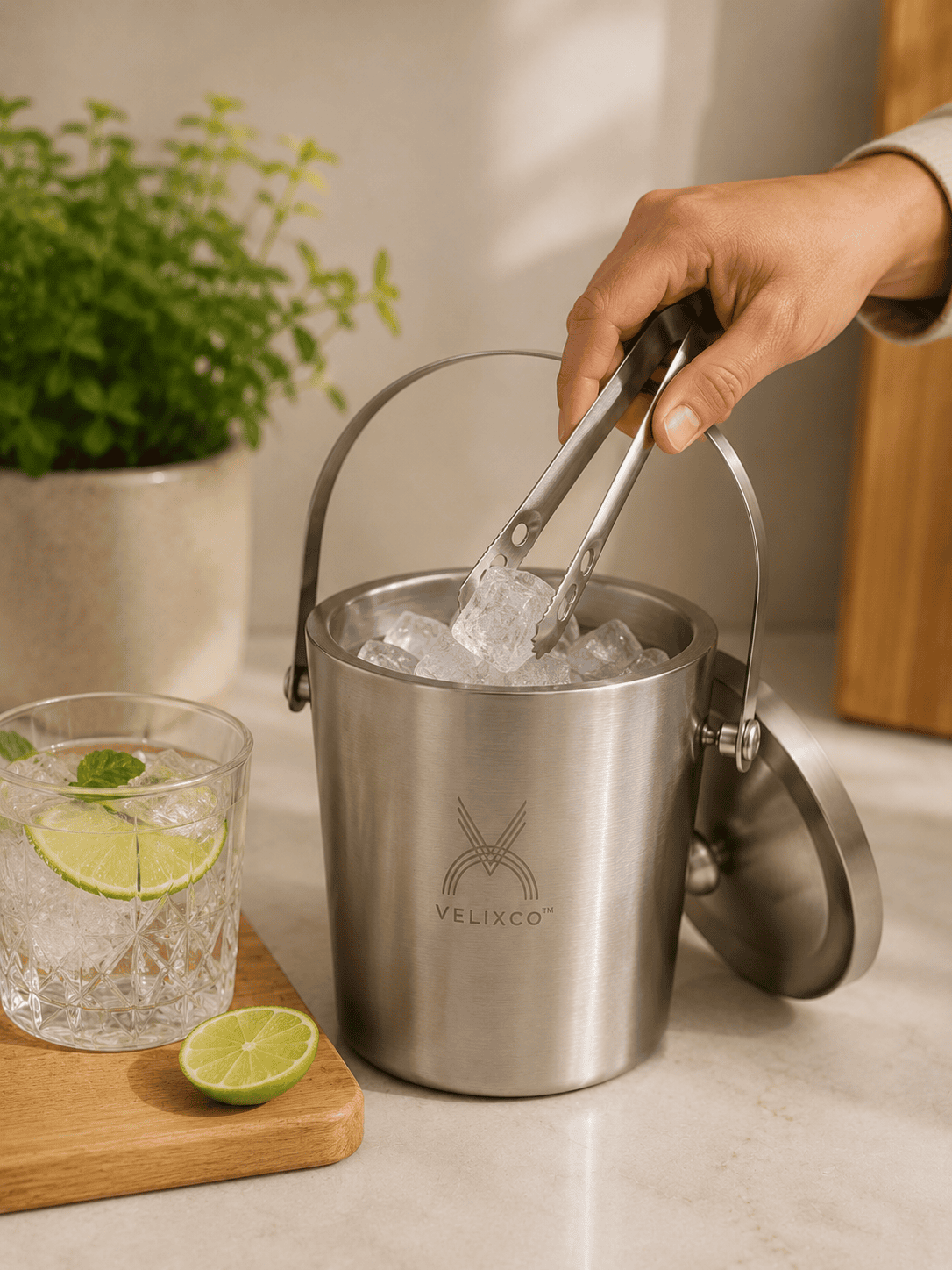 VELIXCO Stainless Steel Ice Bucket