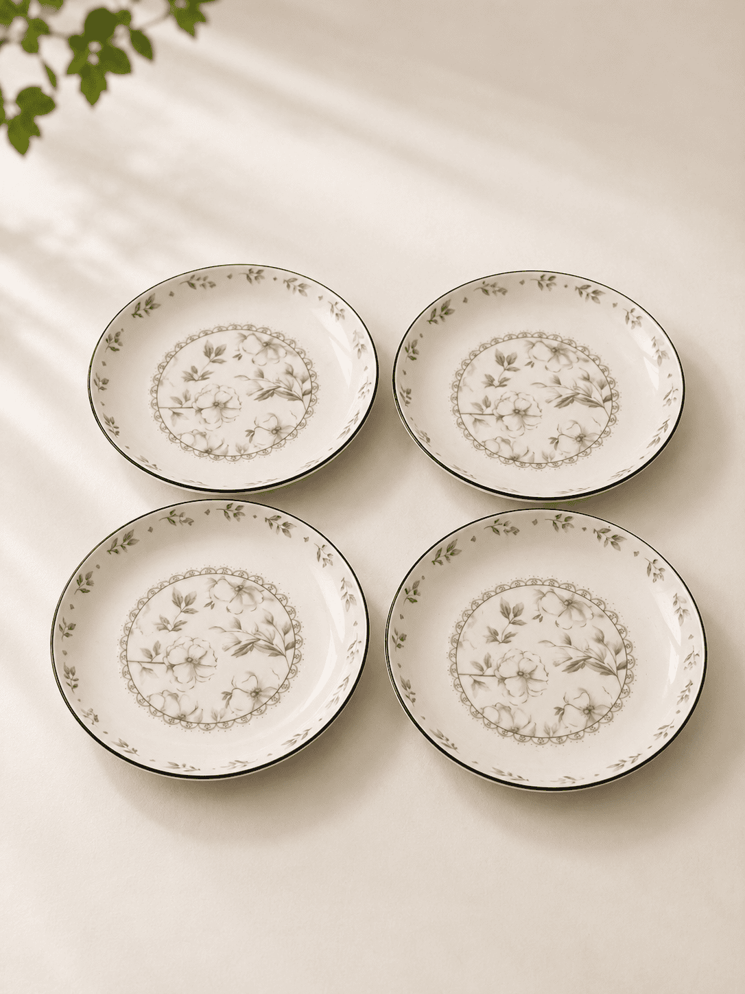 VELIXCO Vintage Flora Ceramic Plates Set of 4