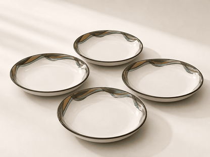 VELIXCO Emerald Flow Quarter Plate Set of 4