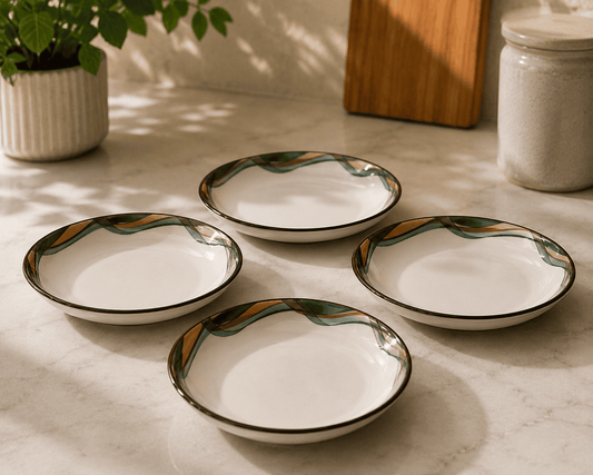 VELIXCO Emerald Flow Quarter Plate Set of 4