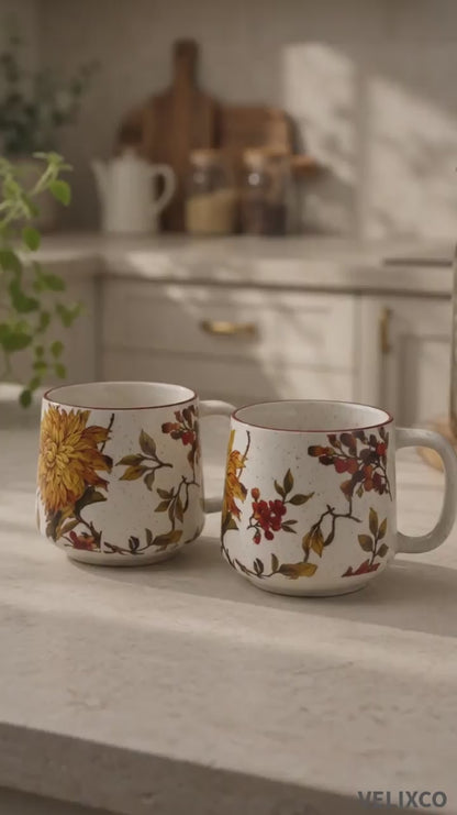 VELIXCO Boho Garden Mug Set of 2