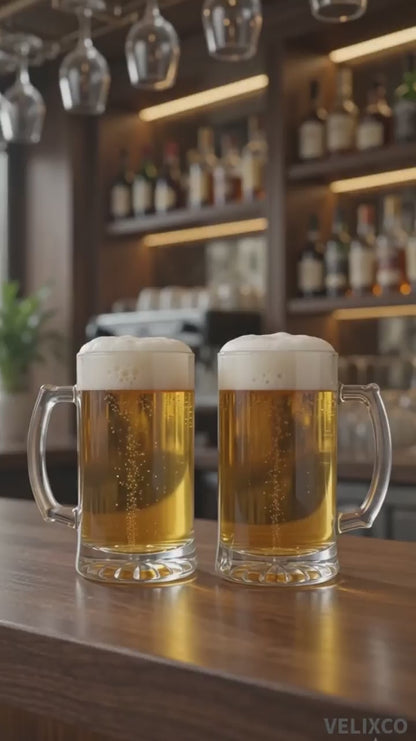 Glass Calvin Juice / Beer Mugs (Set of 2)
