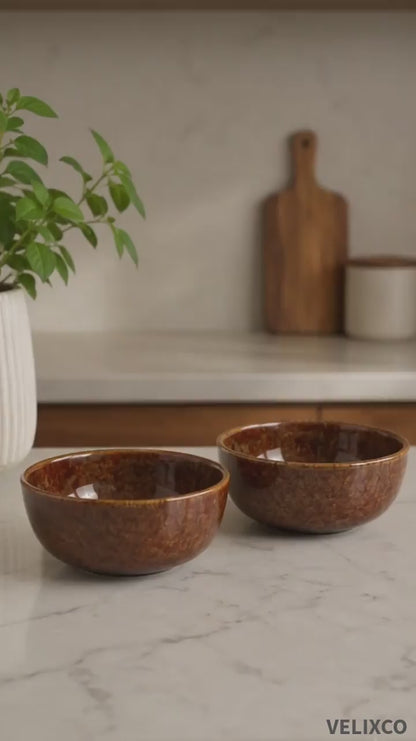 VELIXCO Rustic Earth Serving Bowl Set of 2