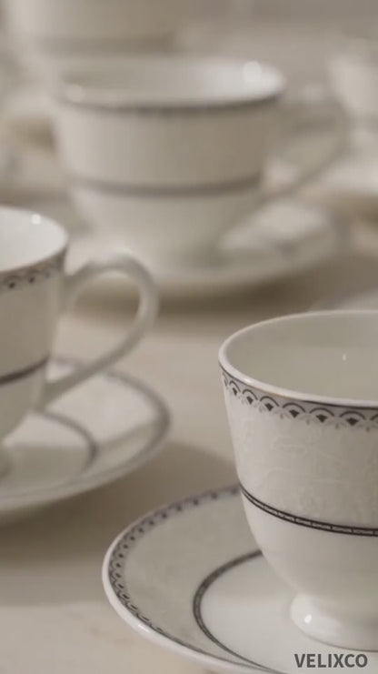 Tea/Coffee Cup & Saucer - New Georgian Platina Series PL 126 (Set of 6)