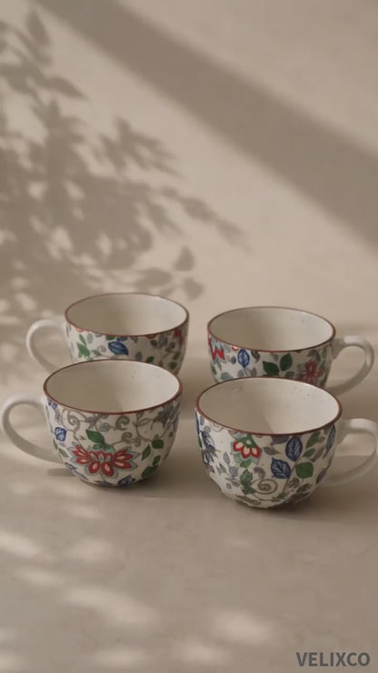 VELIXCO Juliette Bloom Mug Set of 4