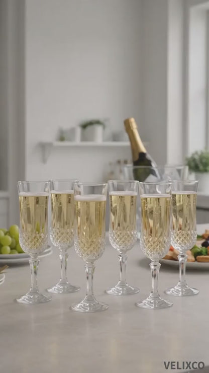 Velixco Champagne Glass Set of 6 – Crystal Flute Design