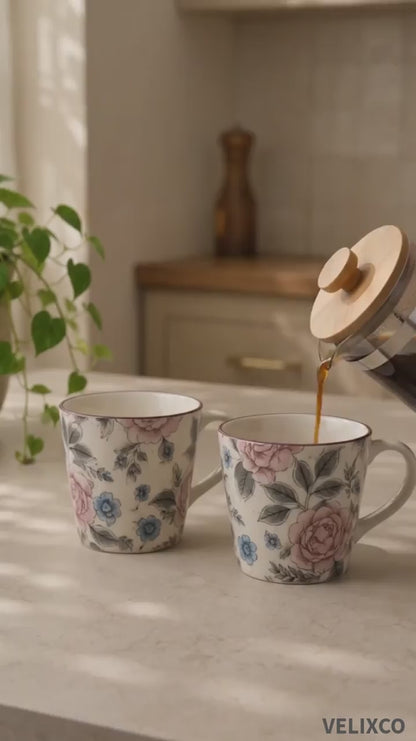 VELIXCO Indigo Vine Mug Set of 2
