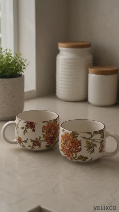 VELIXCO Autumn Bloom Mug Set of 2