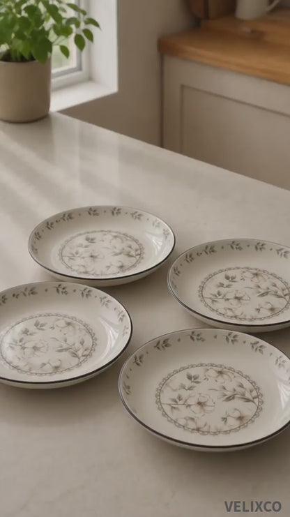 VELIXCO Vintage Flora Ceramic Plates Set of 4