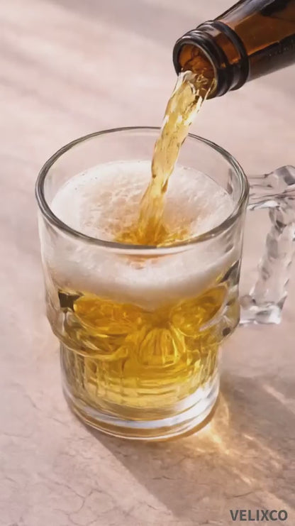 Beer Mug Glass Online – 500ml Bold Skull Design (Set of 2)